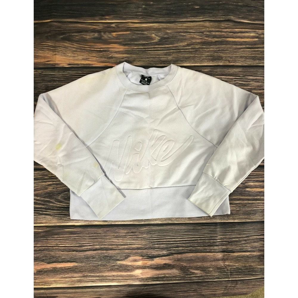 Nike Womens Size XS Ivory White Oversize Crop Sweater Crewneck Athletic